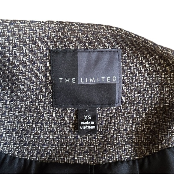 The Limited Blazer Jacket Women Size XS Brown Tweed Faux Leather Neutral - Picture 8 of 10